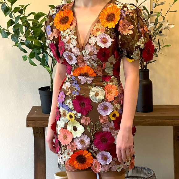 elliatt rosalind floral applique mini dress Flower Power- your favourite Rosalind Dress, as seen on. Available at @revolve, @saks, @nordstrom, online now & in selected boutiques. #elliatt